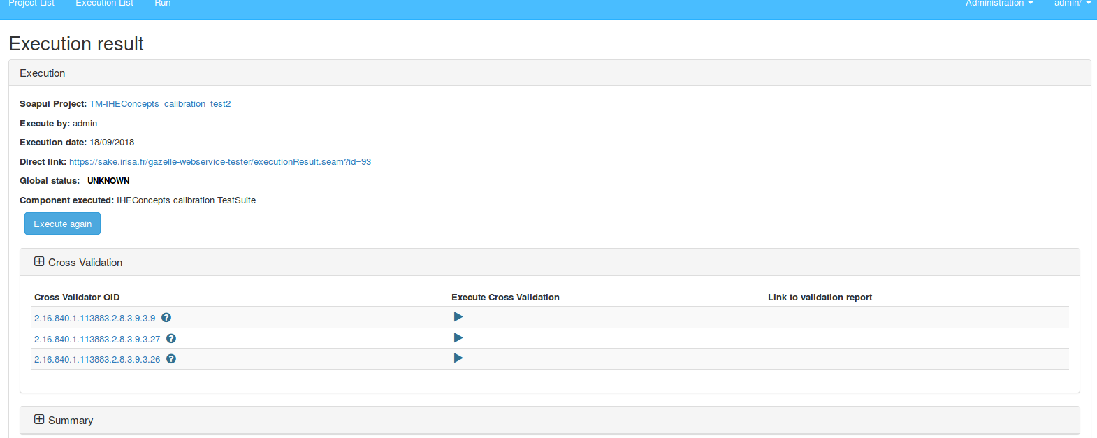 Cross validation field in Execution result page